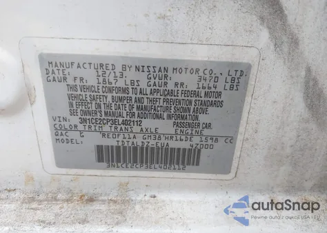 2014 Nissan Versa Note Sv из США, поврежденный, VIN 3N1CE2CP3EL402112